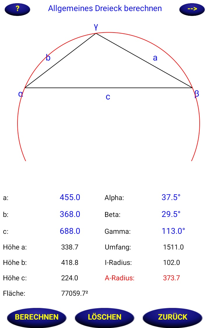 Allgemeines Dreieck berechnen